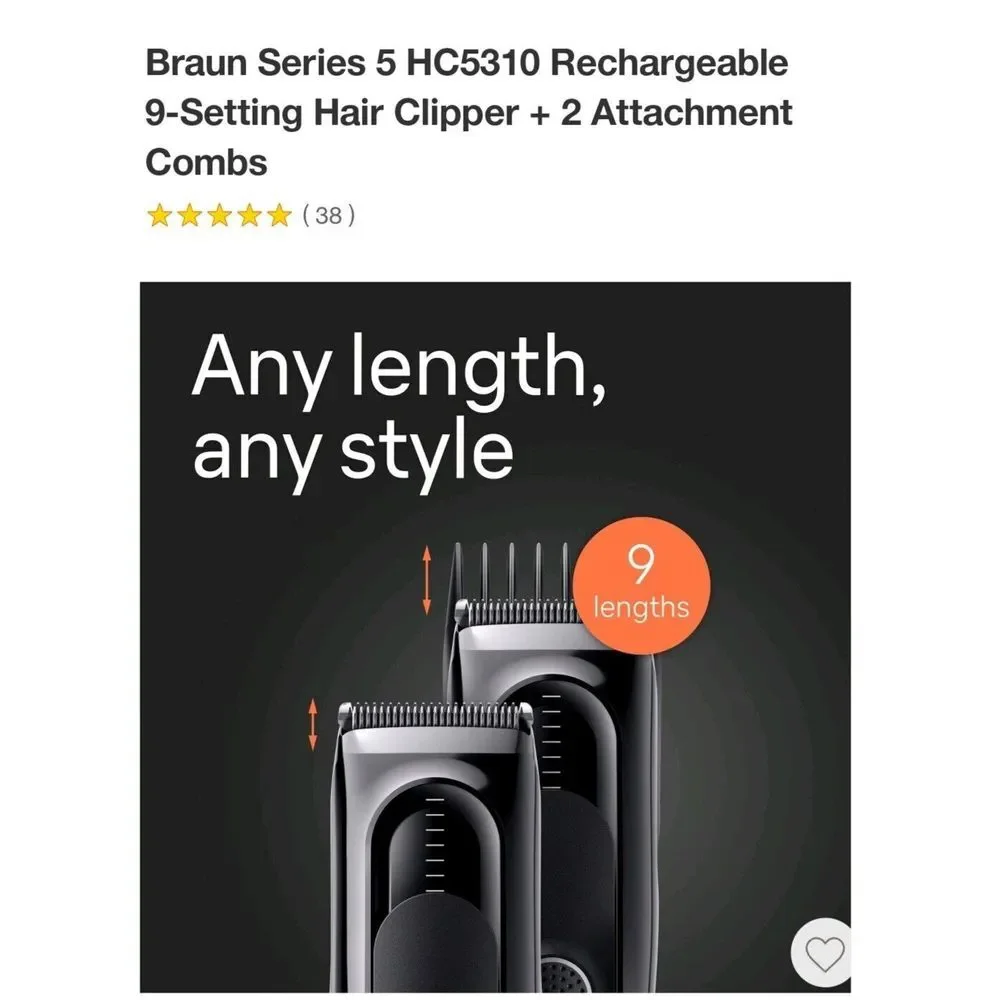 BRAUN SERIES 5 HC5310 9 SETTING HAIR CLIPPERS + 2 ATTACHMENTS‎